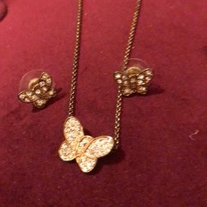Butterfly earring and necklace set